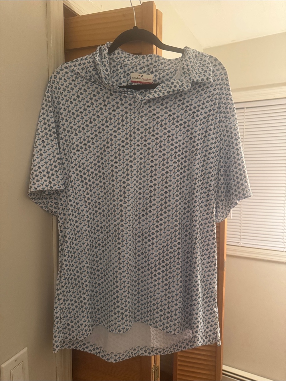 Grand Slam Men's Blue Micro-Pattern Short-Sleeve Polo